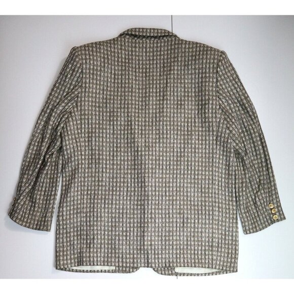 VINTAGE WOMEN'S BEIGE WOVEN BLAZER JACKET - LEYLA MITRA - SIZE 14 - Picture 4 of 4